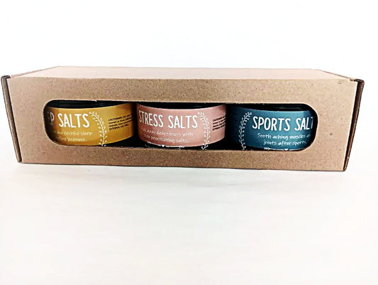 Indulge in a healing bath experience with our 3 x 140g tubs healing salts gift set. Each tub contains a unique blend of salts designed to soothe and rejuvenate your body. Treat yourself or a loved one to the gift of relaxation.